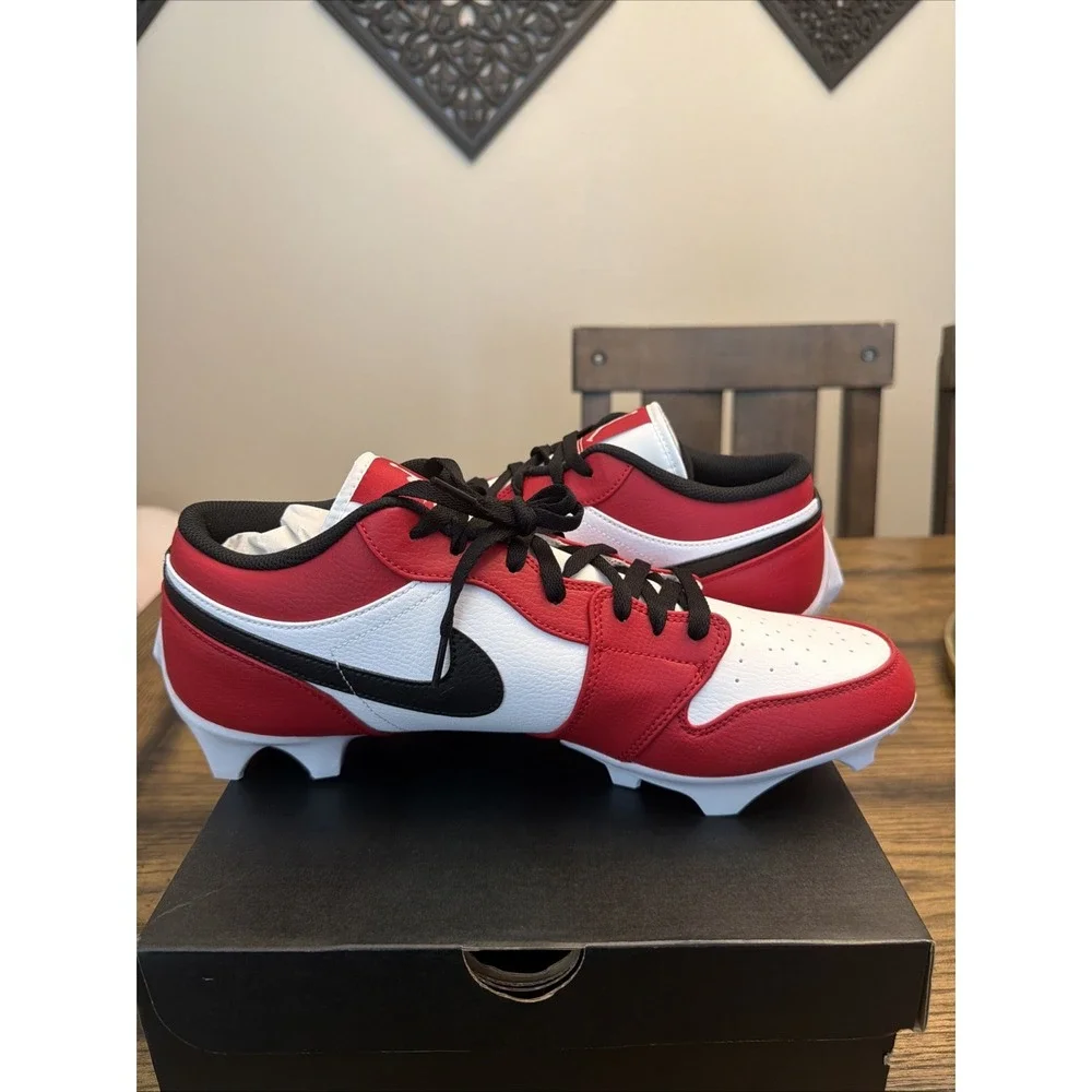 Size 14 Nike Air Jordan 1 Low TD Football Cleats Chicago White Red FJ6245-106